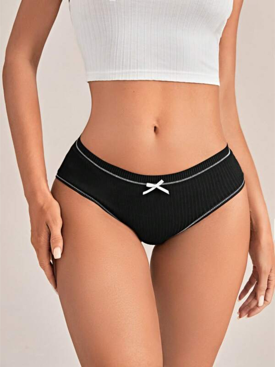 Pack Of 3 Rib Contrast Binding Panty Set-Soco Hoodie
