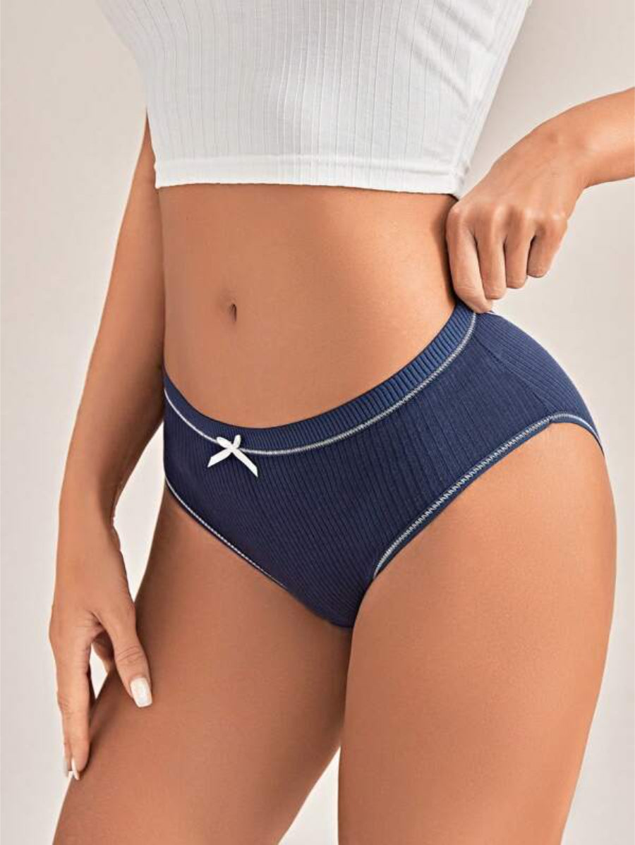 Pack Of 3 Rib Contrast Binding Panty Set-Soco Hoodie