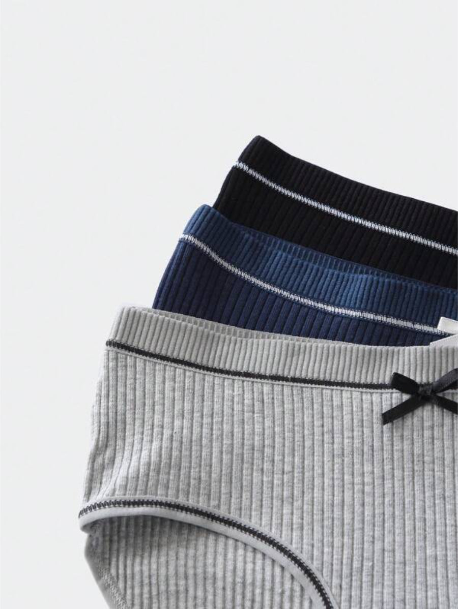 Pack Of 3 Rib Contrast Binding Panty Set-Soco Hoodie