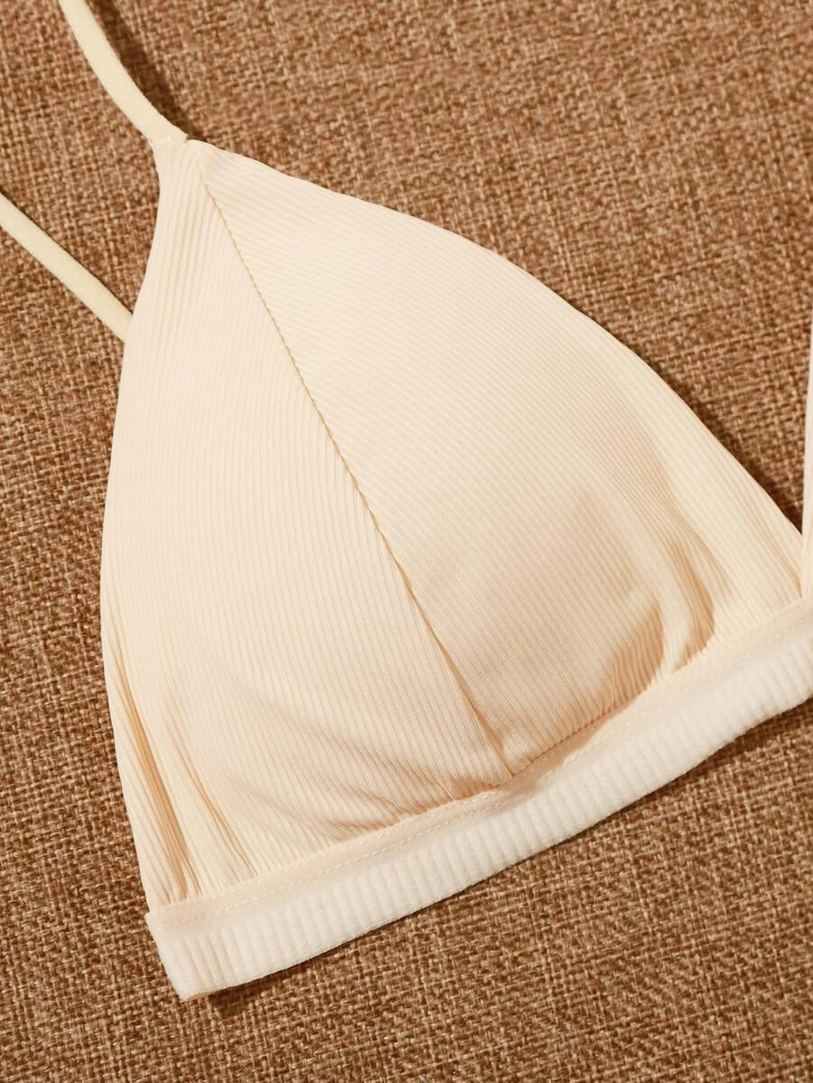 Pack Of 3 Ribbed Triangle Bralette Set-Soco Hoodie