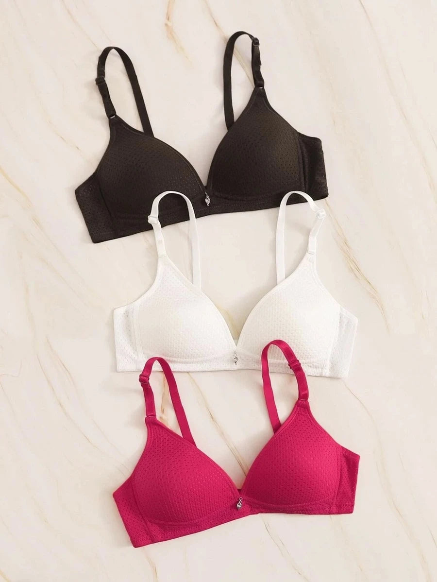 Pack Of 3 Solid Bra Set-Soco Hoodie