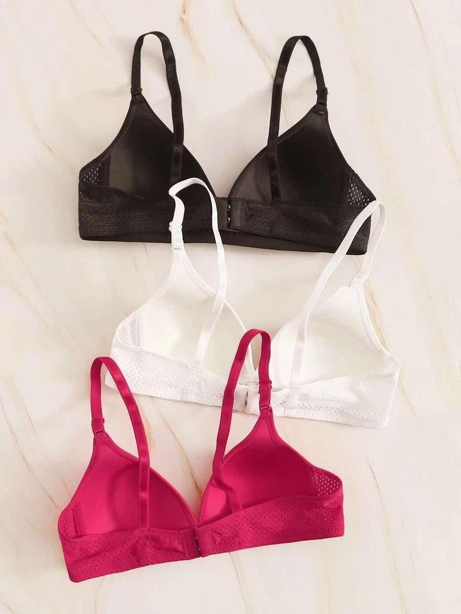 Pack Of 3 Solid Bra Set-Soco Hoodie