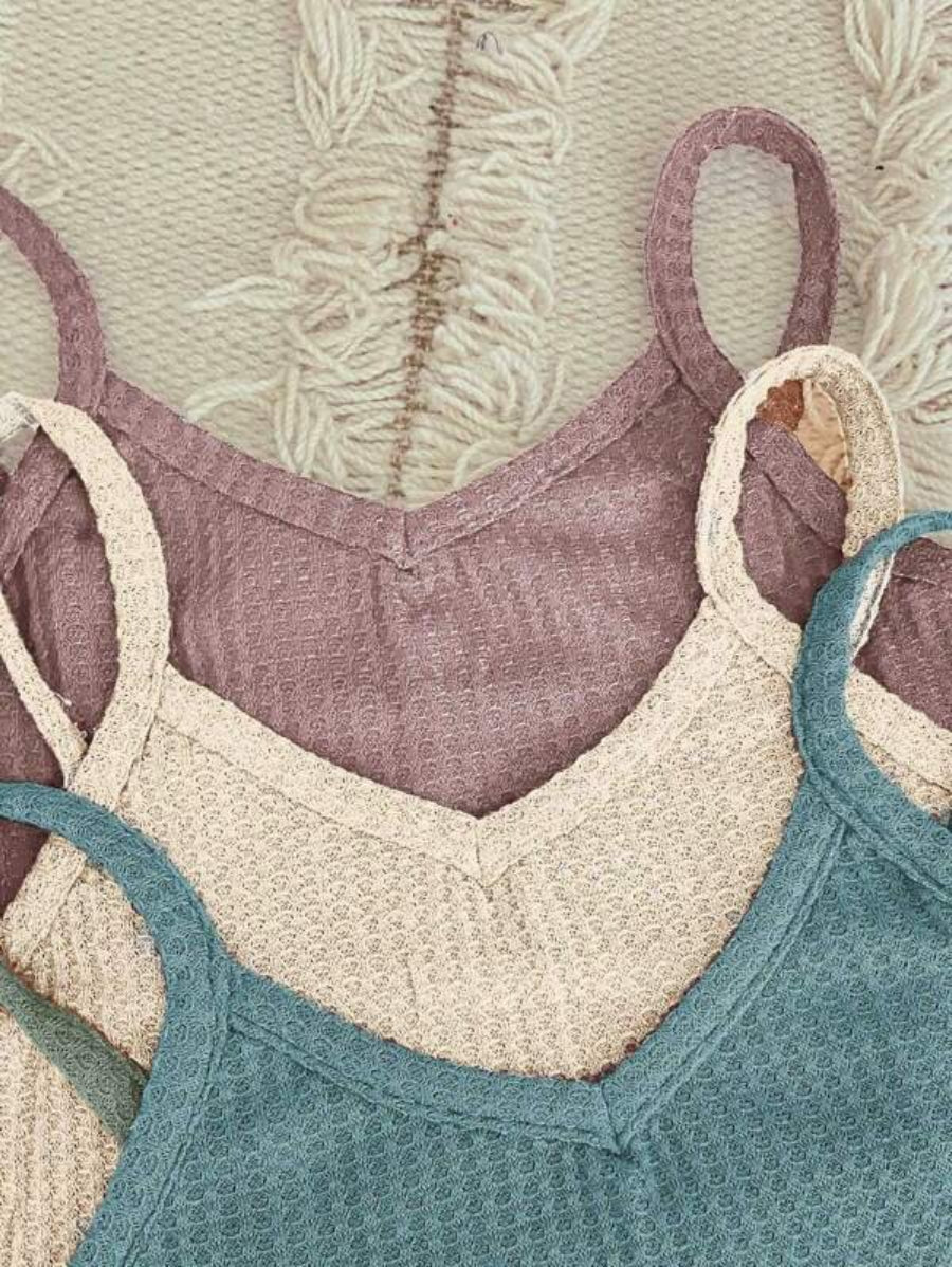 Pack Of 3 Solid Cami Top And Shorts Lounge Set-Soco Hoodie