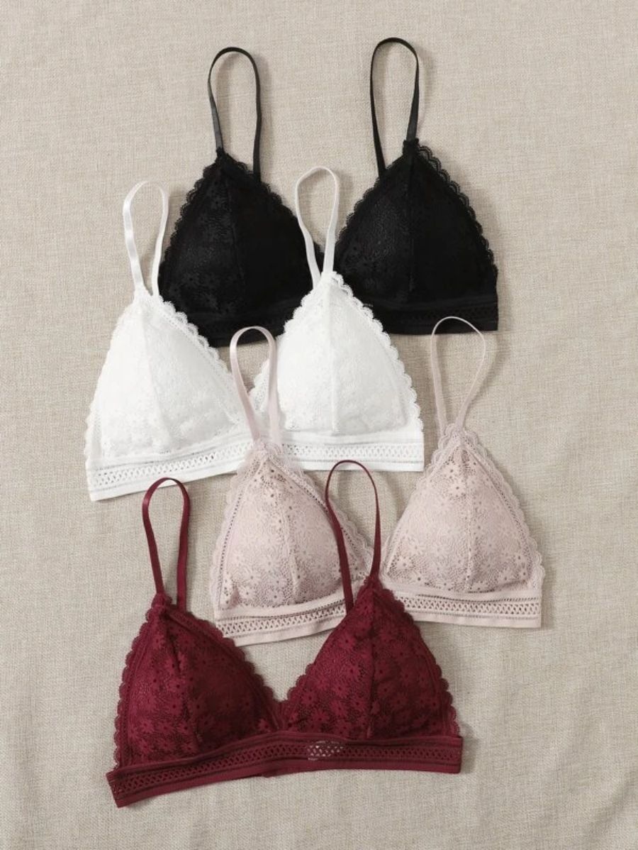 Pack Of 4 Floral Lace Bra Set-Soco Hoodie
