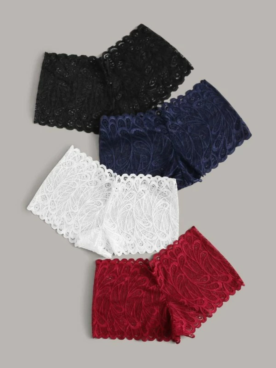 Pack Of 4 Floral Lace Panty Set-Soco Hoodie