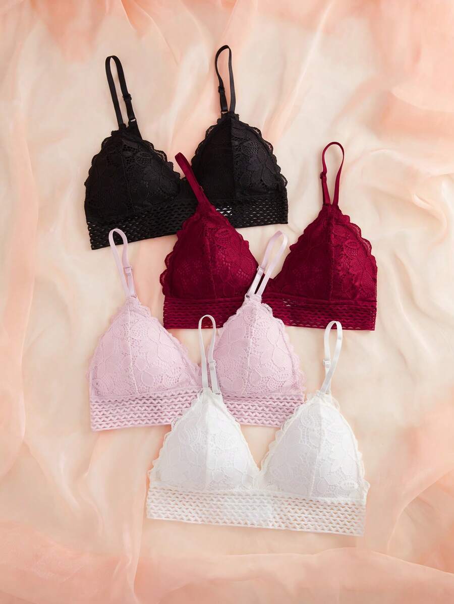 Pack Of 4 Lace Overlay Bra-Soco Hoodie