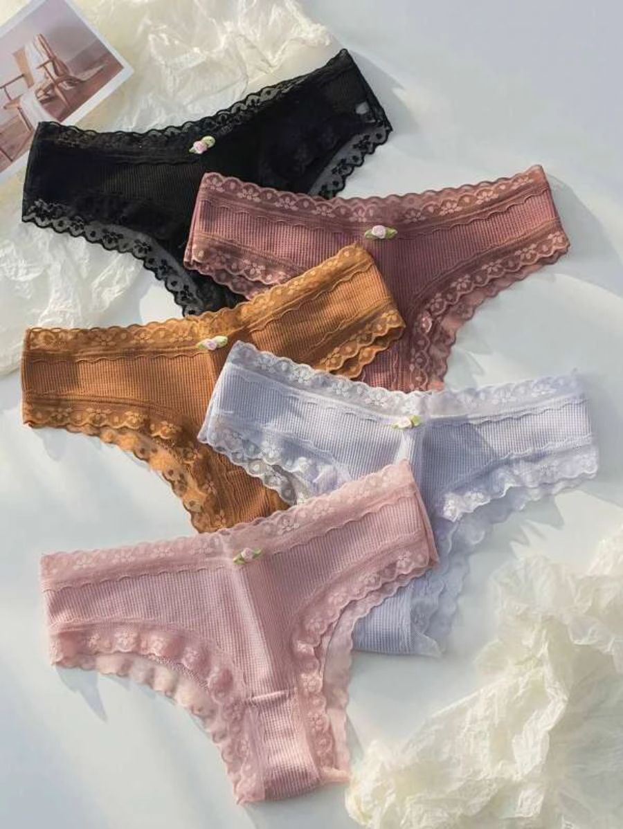 Pack Of 5 Contrast Lace Panty-Soco Hoodie