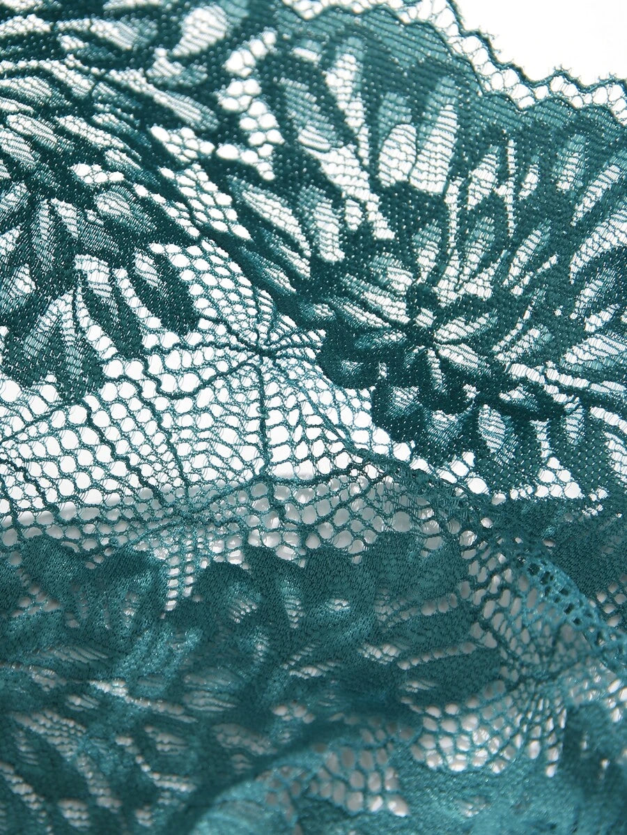 Pack Of 5 Floral Lace Scallop Trim Bow Front Panty-Soco Hoodie