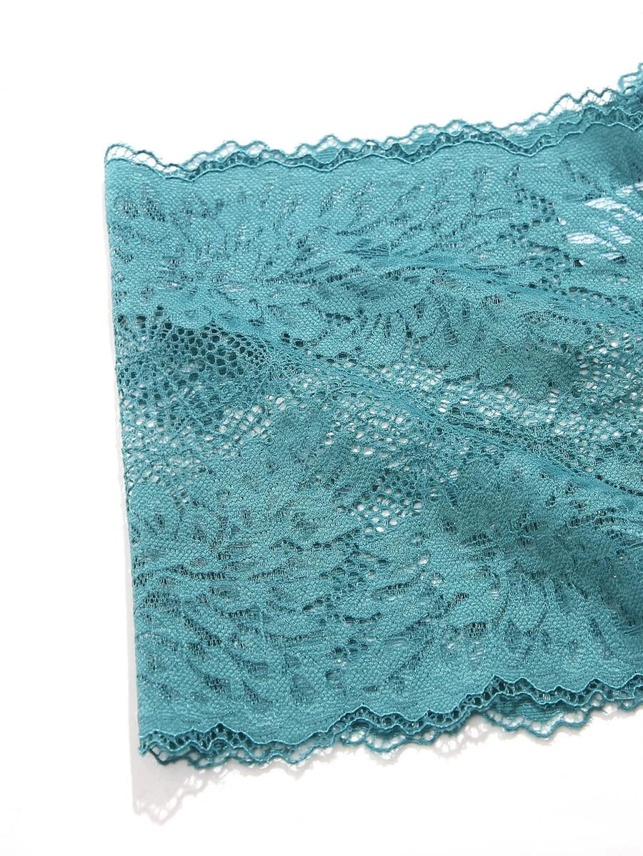 Pack Of 5 Floral Lace Scallop Trim Bow Front Panty-Soco Hoodie