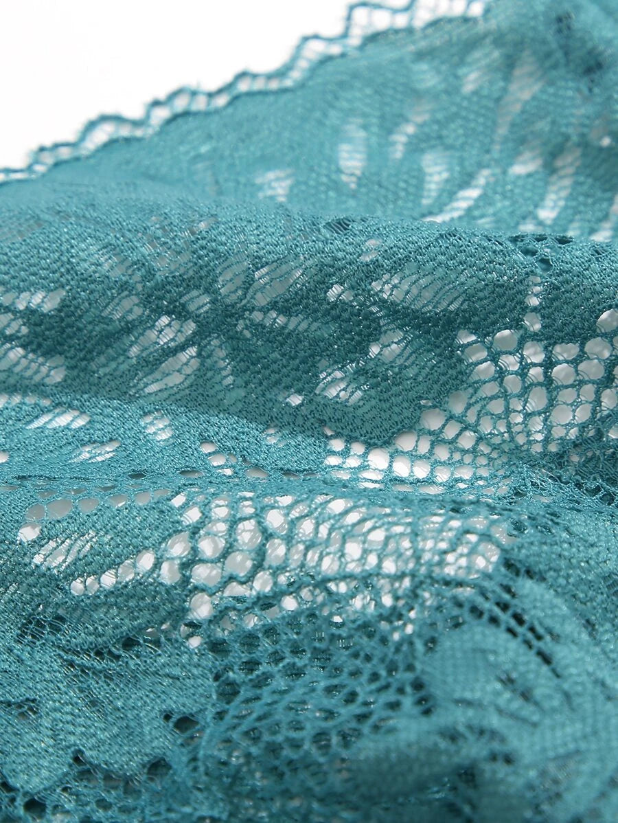 Pack Of 5 Floral Lace Scallop Trim Bow Front Panty-Soco Hoodie