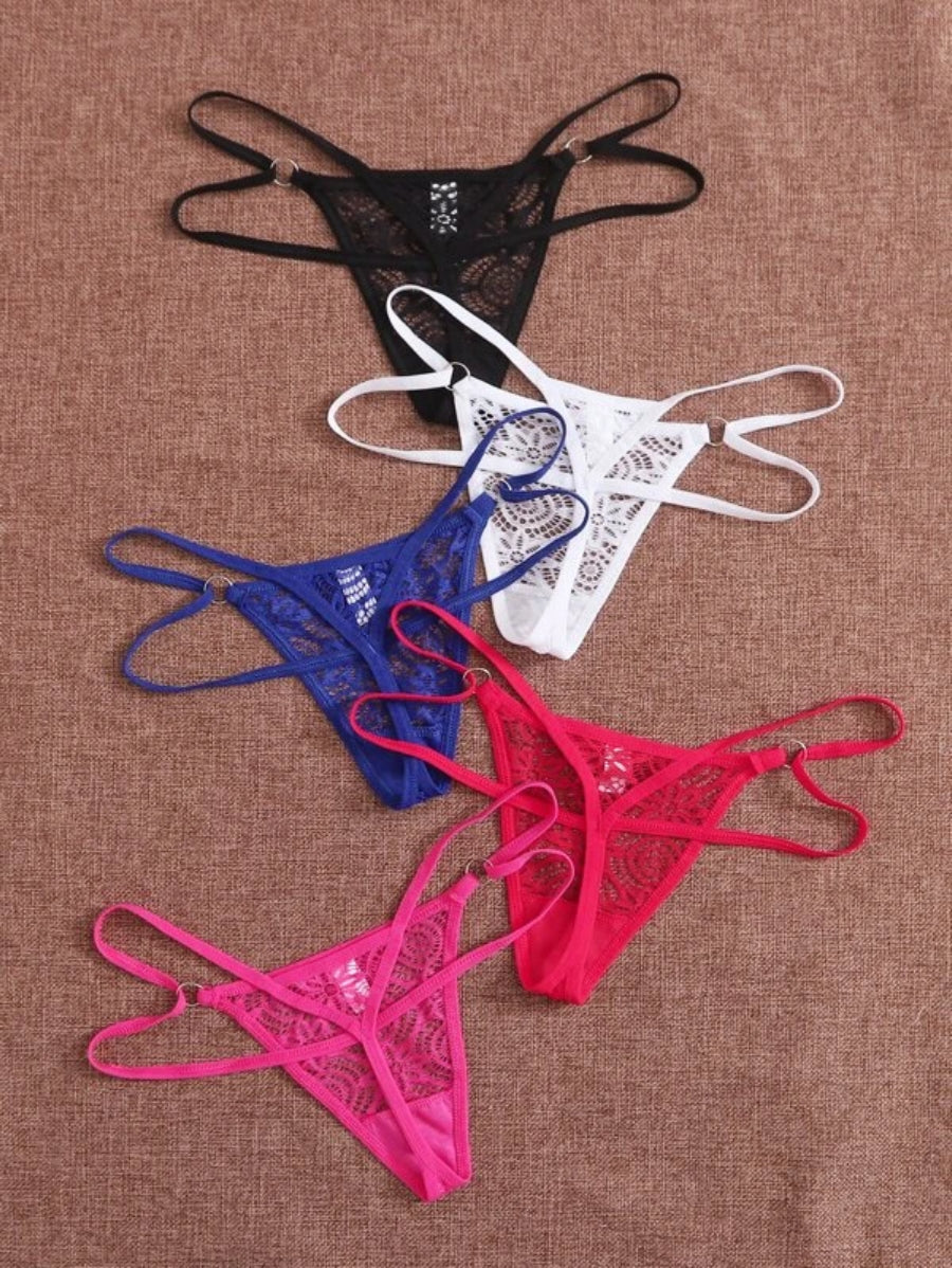 Pack Of 5 Hollow Out Ring Linked Thong Set-Soco Hoodie