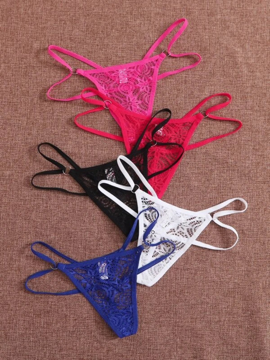 Pack Of 5 Hollow Out Ring Linked Thong Set-Soco Hoodie