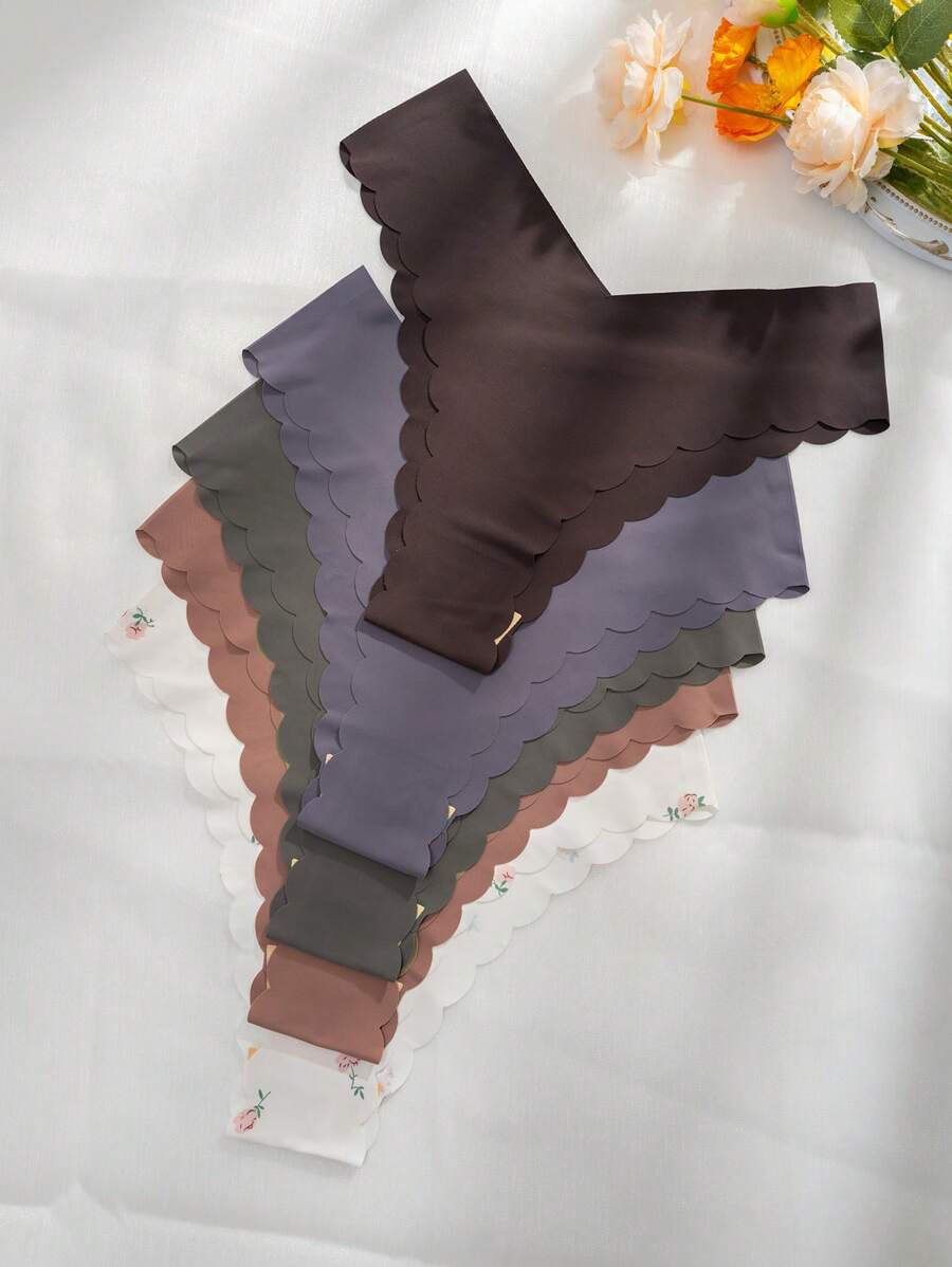 Pack Of 5 Solid Scallop Trim Briefs-Soco Hoodie