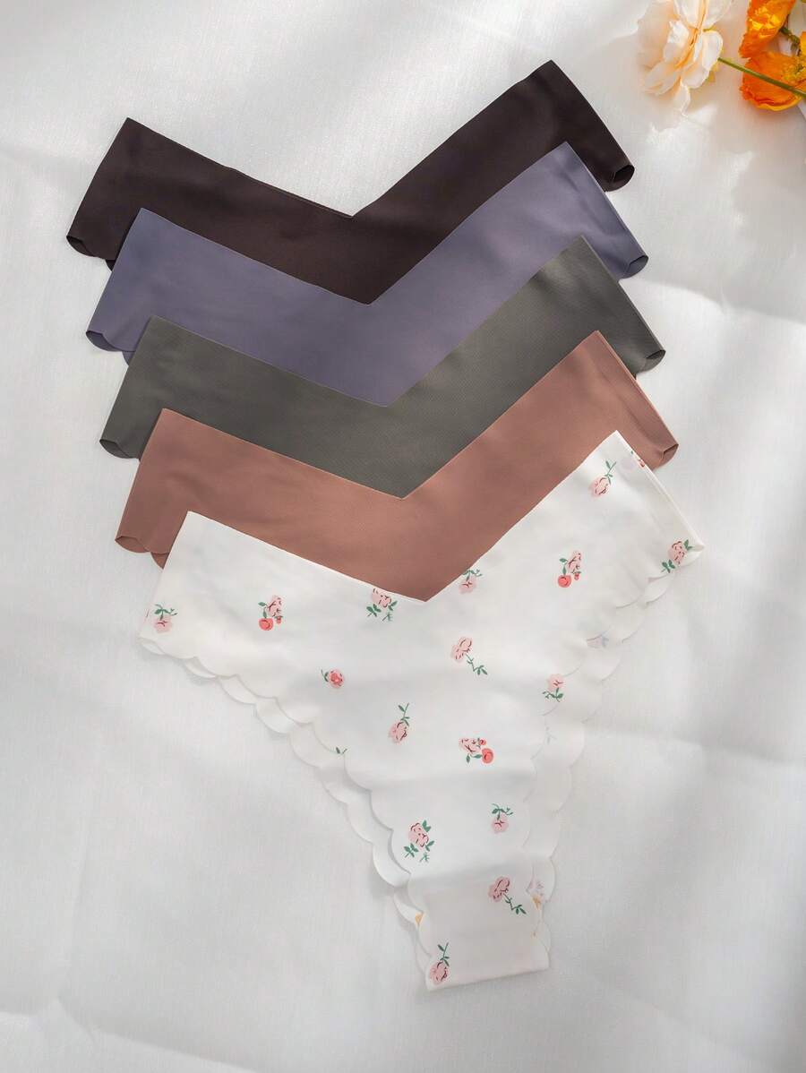 Pack Of 5 Solid Scallop Trim Briefs-Soco Hoodie