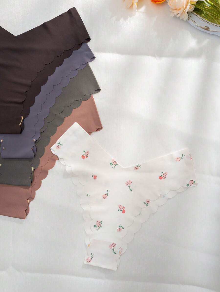 Pack Of 5 Solid Scallop Trim Briefs-Soco Hoodie