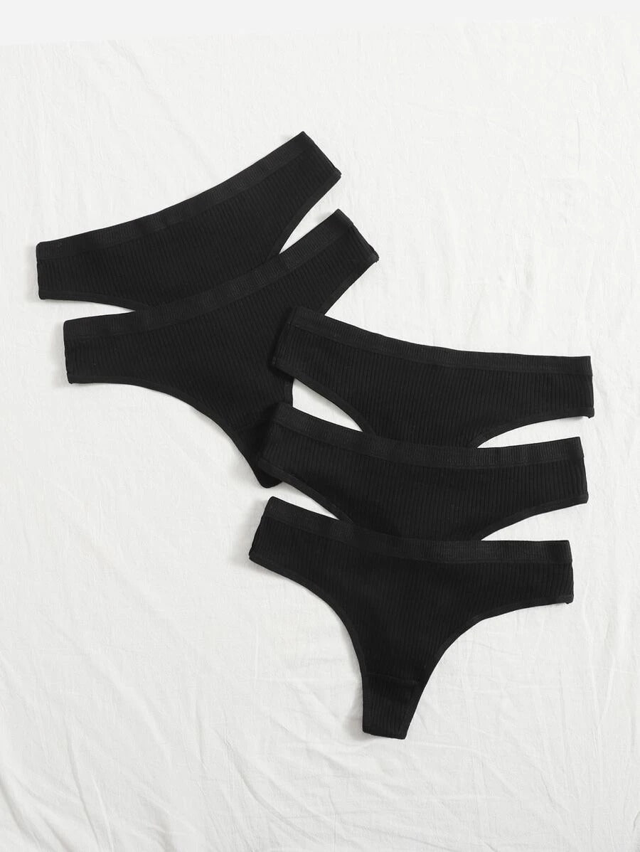 Pack Of 5 Solid Thong Set-Soco Hoodie