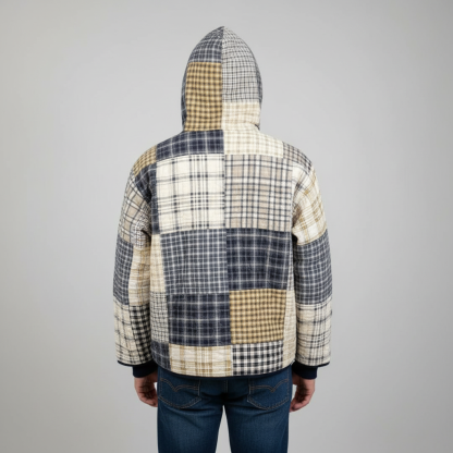 Quilted Patchwork Hoodie Comfort Everyday Casual Wear