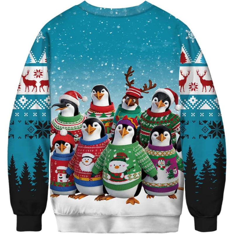 Penguin Holiday 3D Print Christmas Sweatshirt