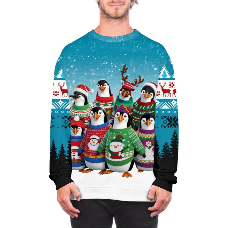 Penguin Holiday 3D Print Christmas Sweatshirt