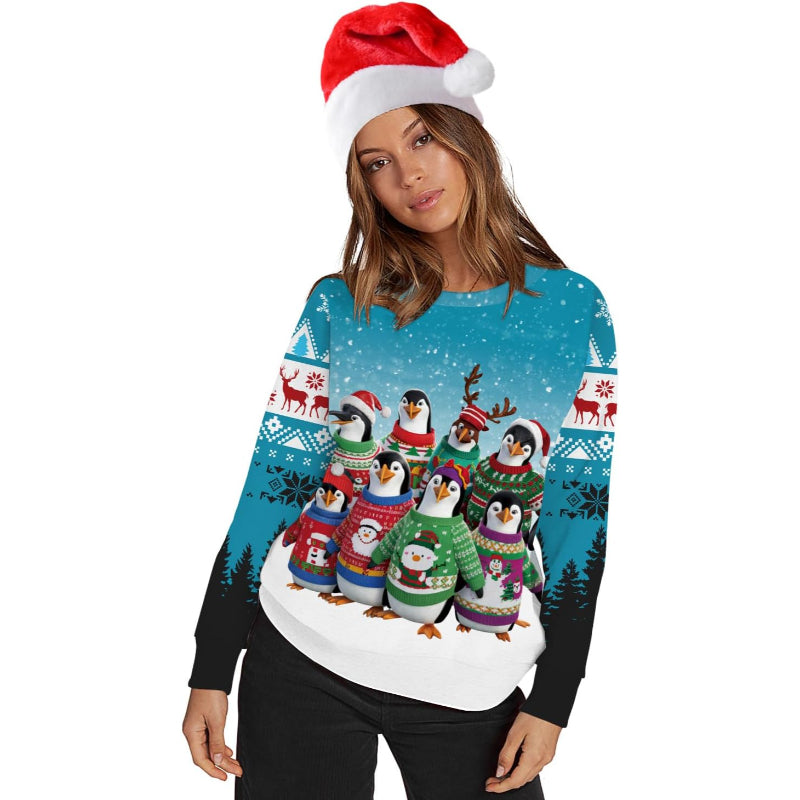 Penguin Holiday 3D Print Christmas Sweatshirt