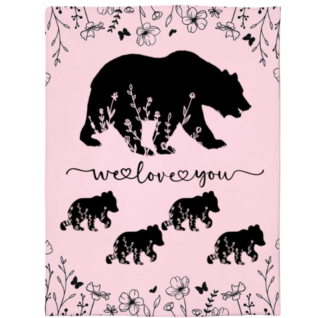 Personalized Mama Bear Blanket A Cozy Mothers Day Gift For Mom Pink 4