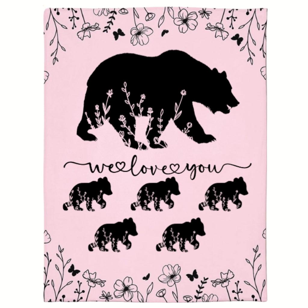 Personalized Mama Bear Blanket A Cozy Mothers Day Gift For Mom Pink 5