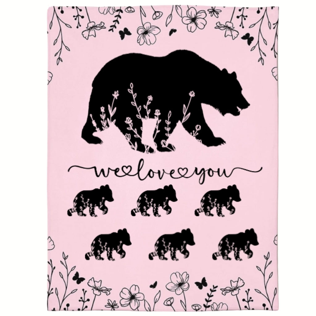 Personalized Mama Bear Blanket A Cozy Mothers Day Gift For Mom Pink 6