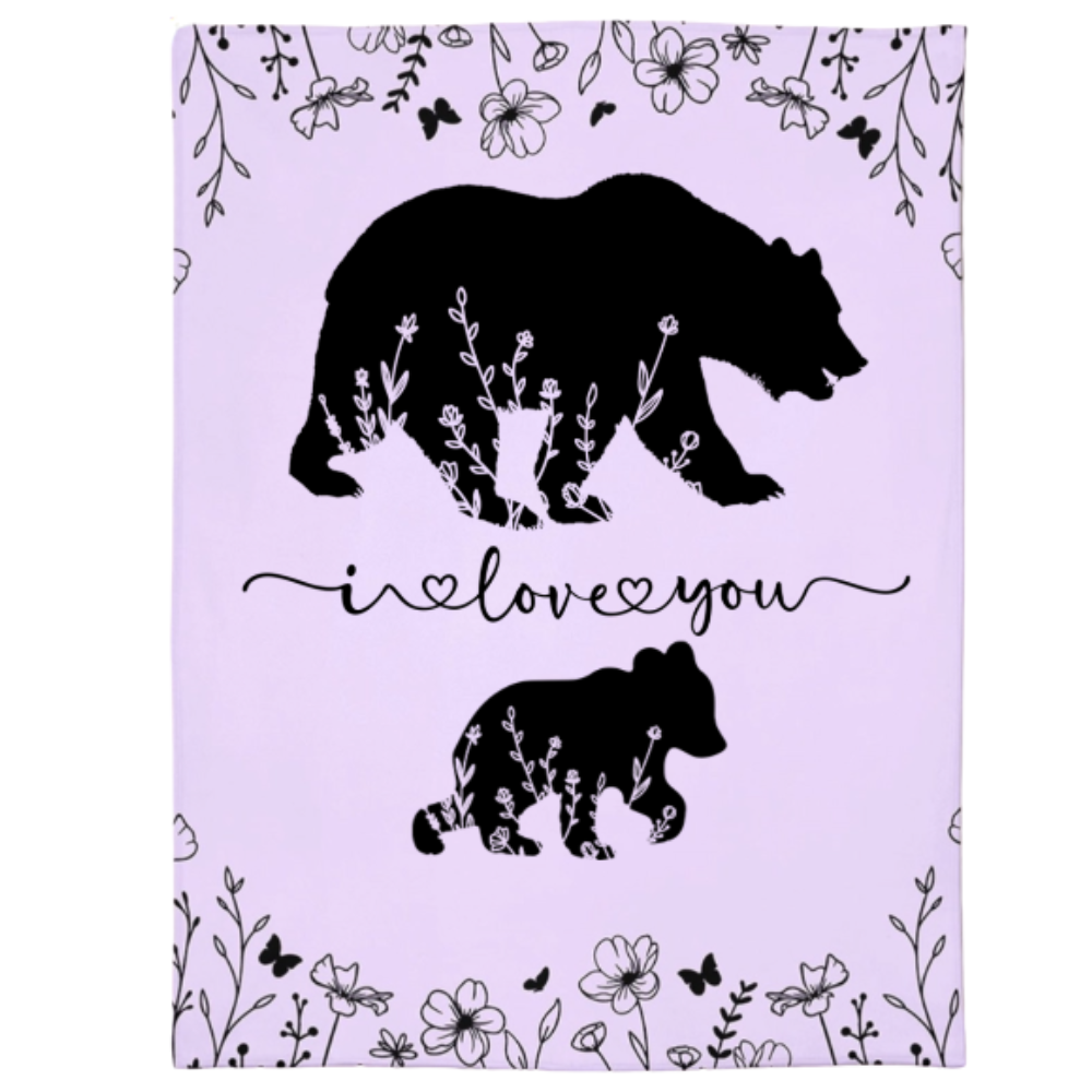 Personalized Mama Bear Blanket A Cozy Mothers Day Gift For Mom Purple 1
