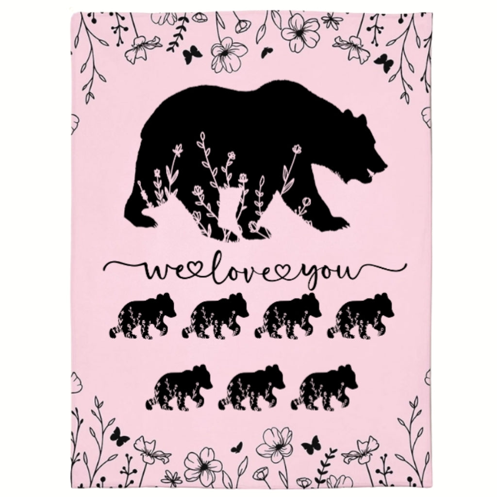 Personalized Mama Bear Blanket A Cozy Mothers Day Gift For Mom Pink 7