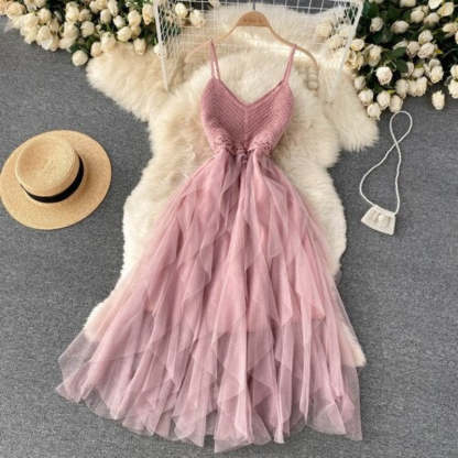 Irregular Net Gauze Fluffy Dress For Women-Soco Hoodie