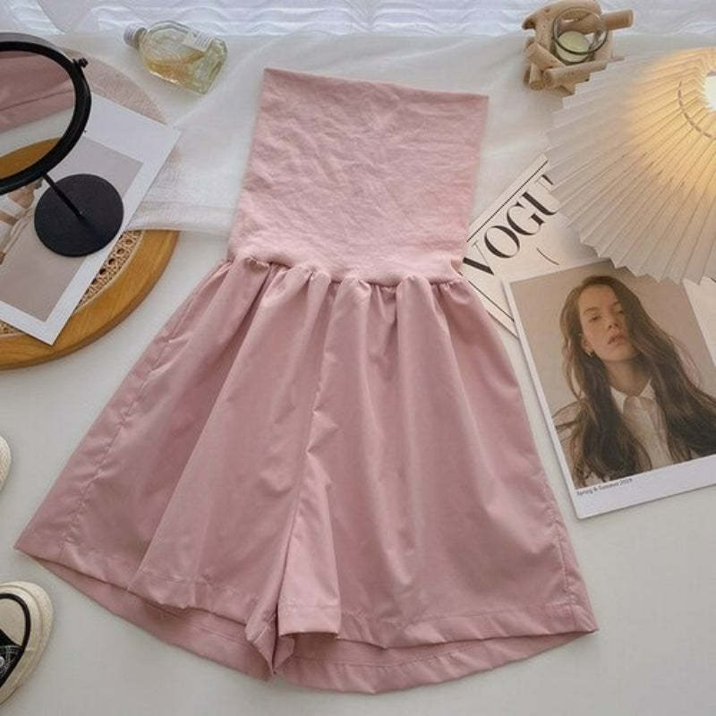 Women's Solid Color Strapless High Waist Romper-Soco Hoodie