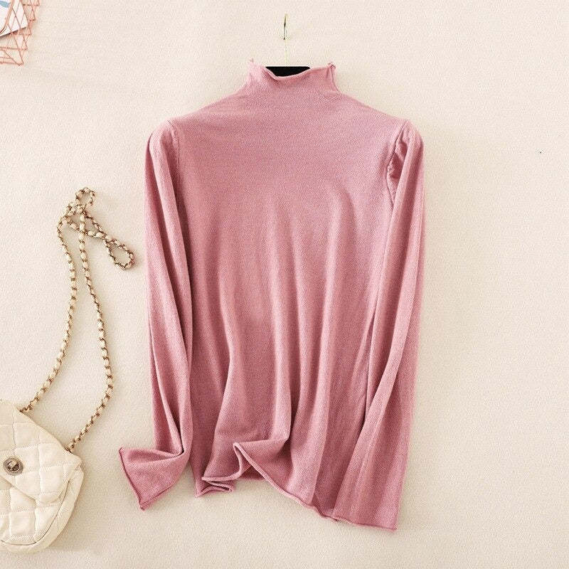 Mock Neck Basic Solid Pullover For Women-Soco Hoodie