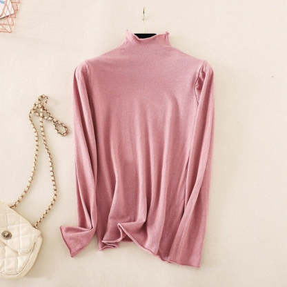 Mock Neck Basic Solid Pullover For Women-Soco Hoodie