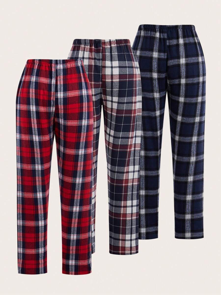 Plaid Print Bow Tie Sleep Pants-Soco Hoodie