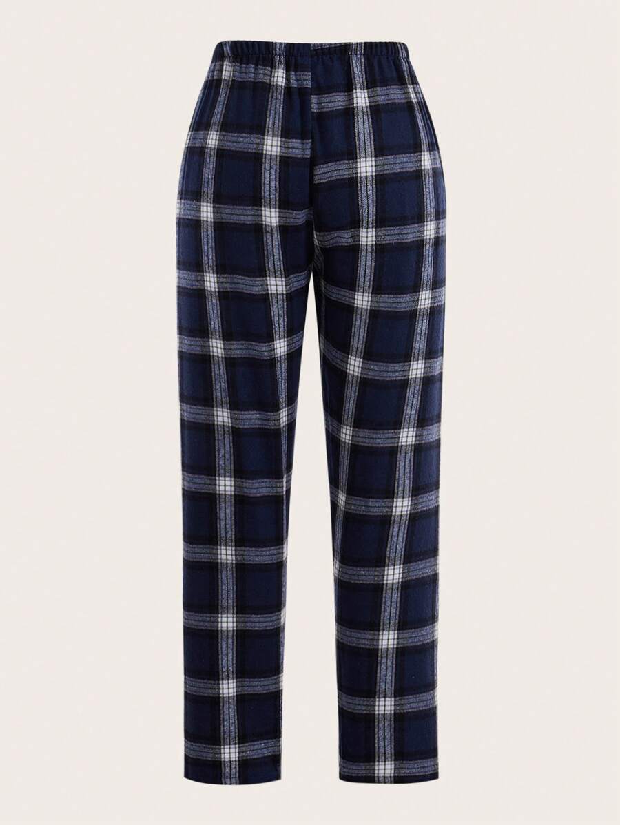 Plaid Print Bow Tie Sleep Pants-Soco Hoodie