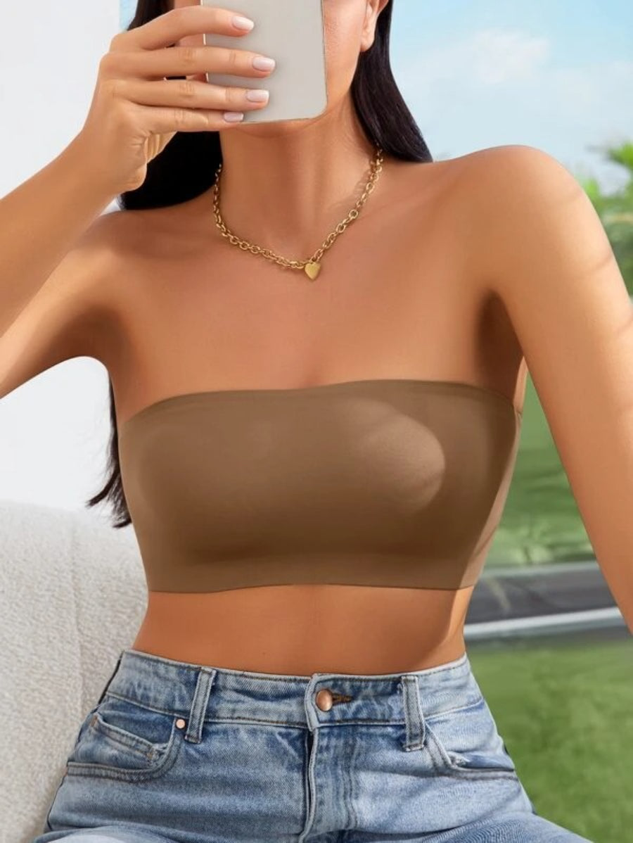Solid Bandeau Casual Bra-Soco Hoodie