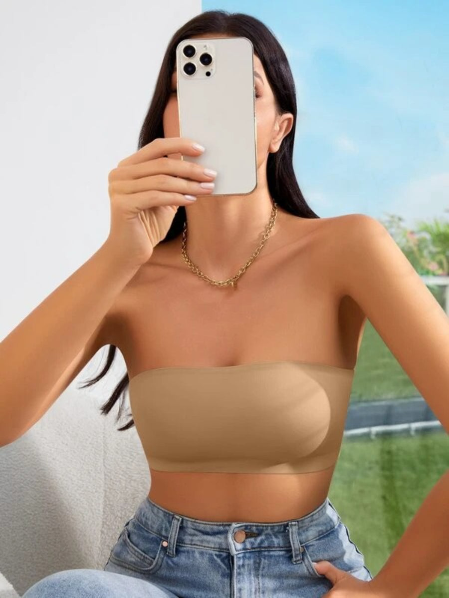 Solid Bandeau Casual Bra-Soco Hoodie