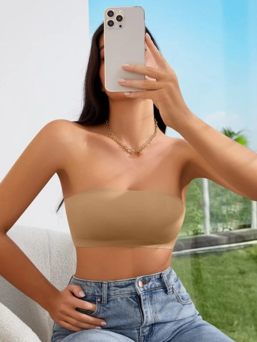 Solid Bandeau Casual Bra-Soco Hoodie