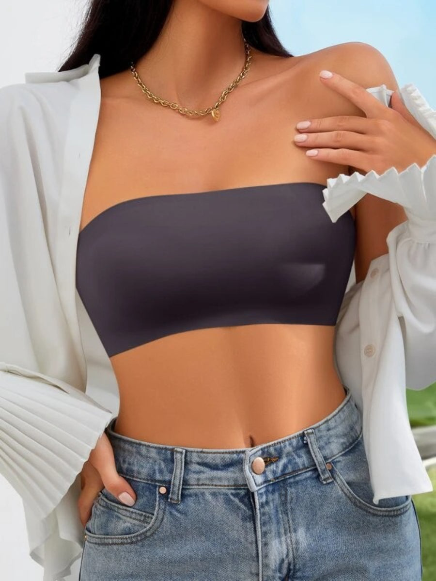 Solid Bandeau Casual Bra-Soco Hoodie