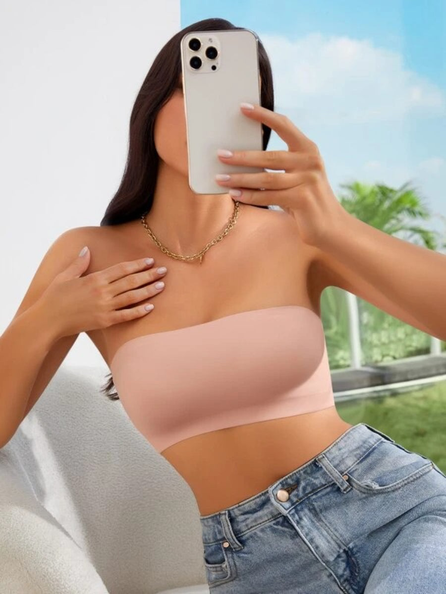 Solid Bandeau Casual Bra-Soco Hoodie