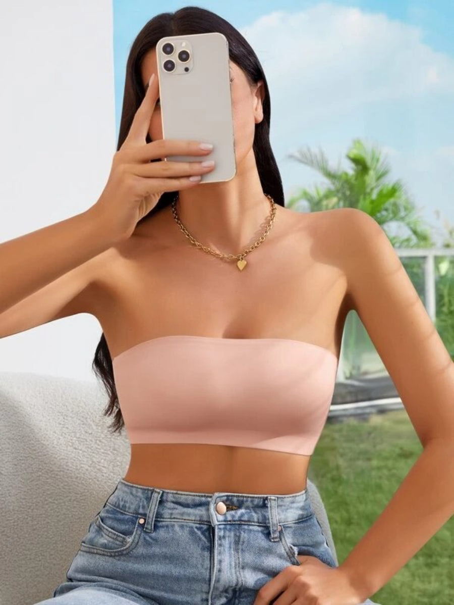 Solid Bandeau Casual Bra-Soco Hoodie