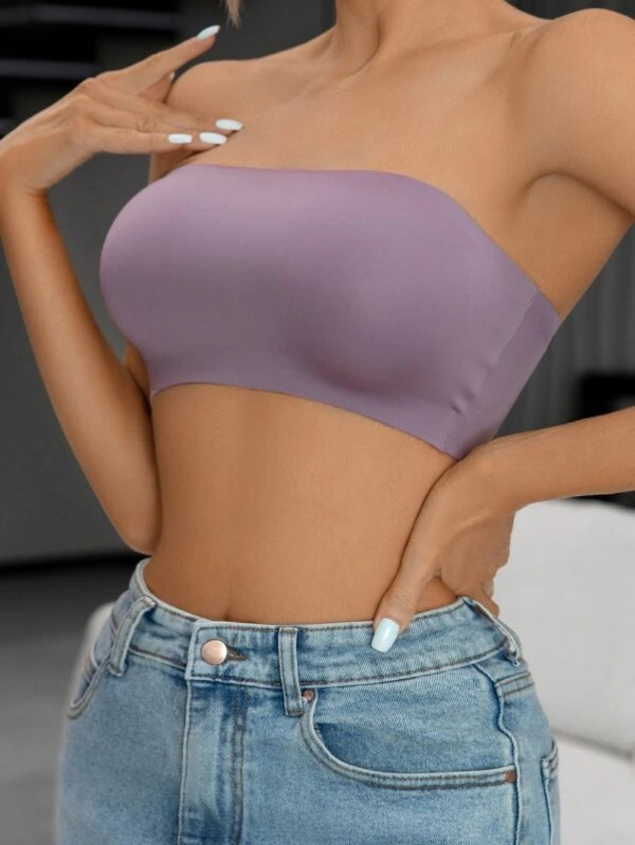 Solid Bandeau Casual Bra-Soco Hoodie