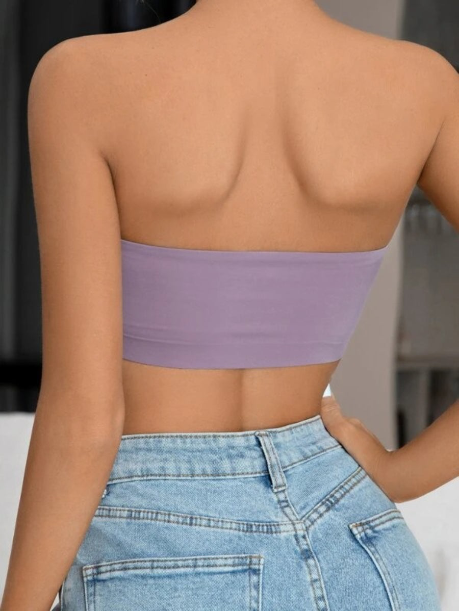 Solid Bandeau Casual Bra-Soco Hoodie