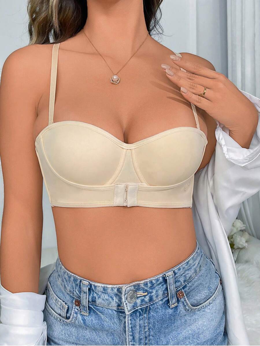 Plain Front Close Underwire Bra-Soco Hoodie