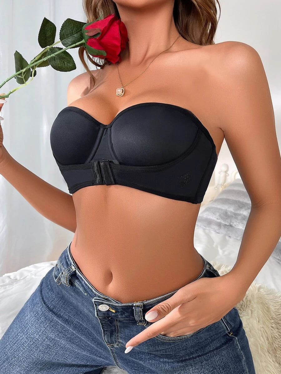 Plain Front Close Underwire Bra-Soco Hoodie