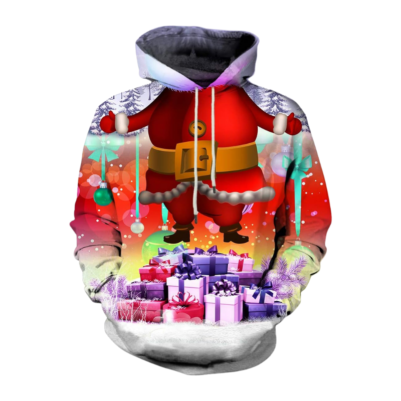 Playful Santa Hoodie With Gift Christmas Hoodie 6XL