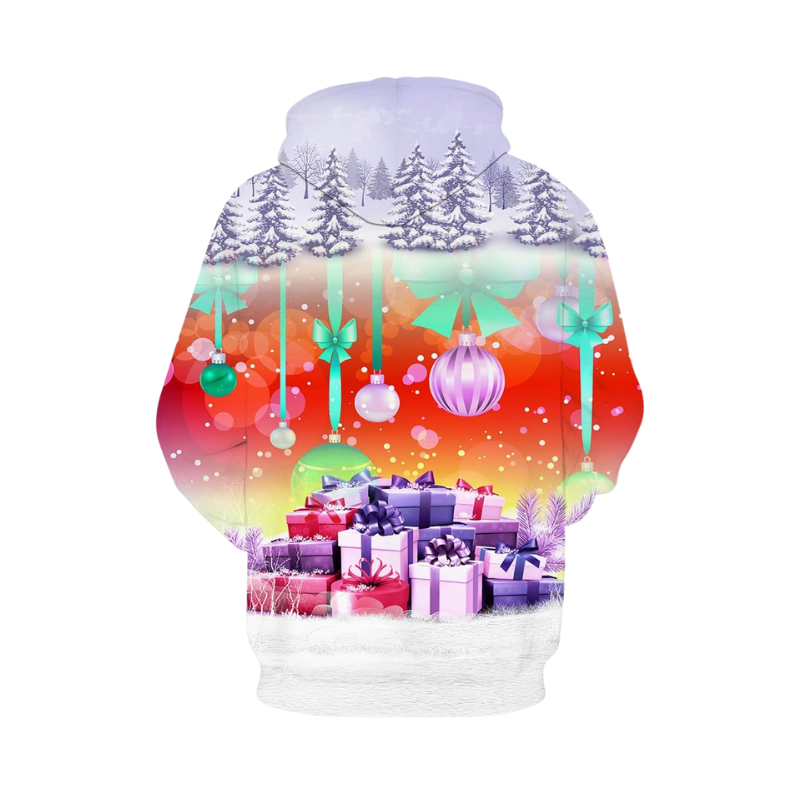 Playful Santa Hoodie With Gift Christmas Hoodie