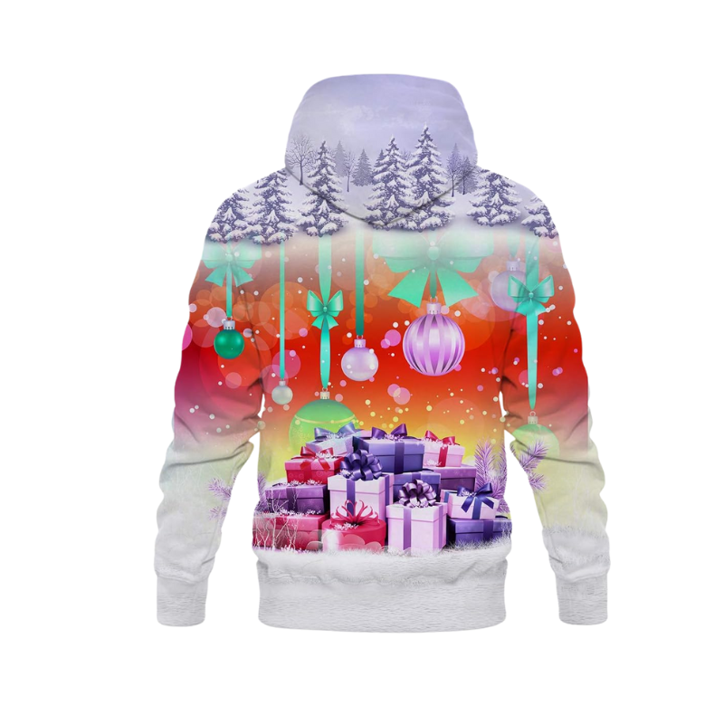 Playful Santa Hoodie With Gift Christmas Hoodie