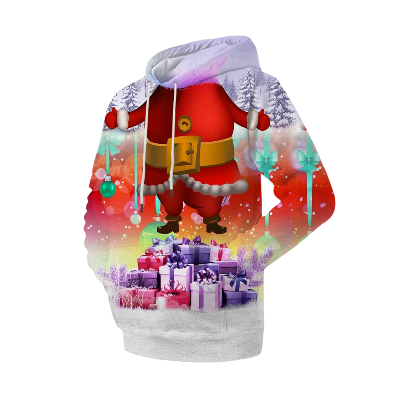 Playful Santa Hoodie With Gift Christmas Hoodie