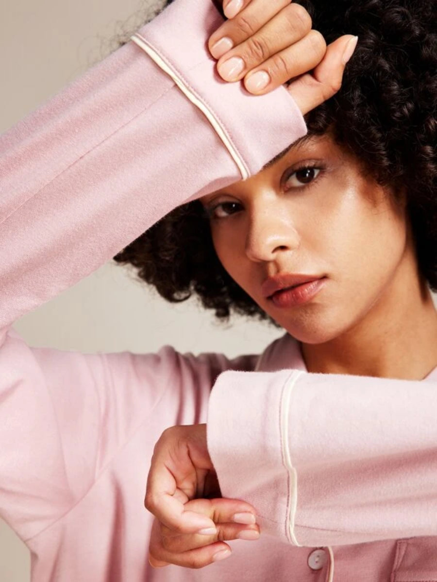 Pocket Contrast Binding Button Front Pant Sets-Soco Hoodie